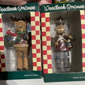 Woodlook Ornament Reindeer Nutcracker Set Christmas Holiday Decor